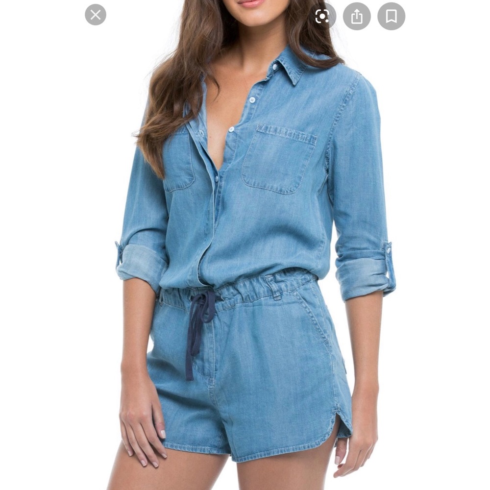 Elan blue soft denim romper